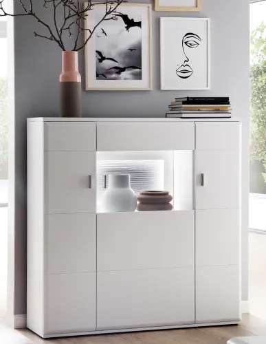 Highboard Amora 2 | weiß matt | ohne Beleuchtung