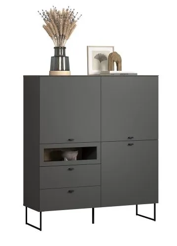 Highboard Bellugi 1, Anthrazit Dekor – Ansicht 2