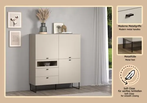 Highboard Bellugi 1, Cashmere Dekor – Ansicht 6