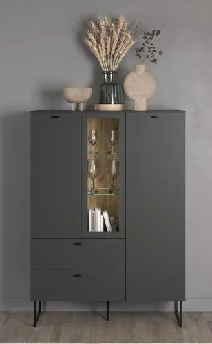 Highboard Bellugi, Anthrazit / Evoke Eiche