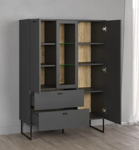 Highboard Bellugi, Anthrazit Dekor – Ansicht 4
