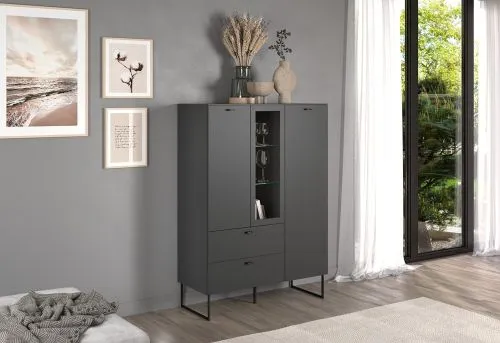 Highboard Bellugi, Anthrazit Dekor – Ansicht 7