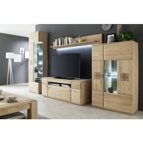 Highboard Bologna | Eiche Bianco | LED Beleuchtung