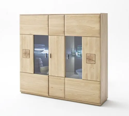 Highboard Bologna 3 | Eiche Bianco | mit LED Rückwandbeleuchtung