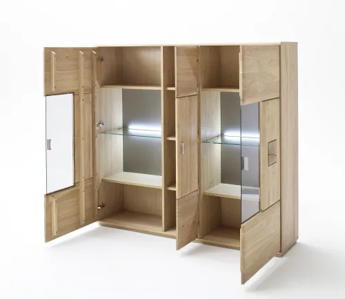 Highboard Bologna 3 | Eiche Bianco | ohne Beleuchtung