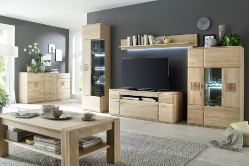 Highboard Bologna | Eiche Bianco | ohne Beleuchtung