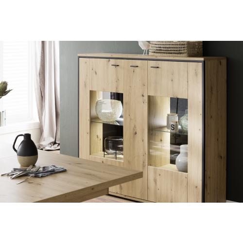 Highboard Buenos Aires | Balkeneiche | LED Beleuchtung