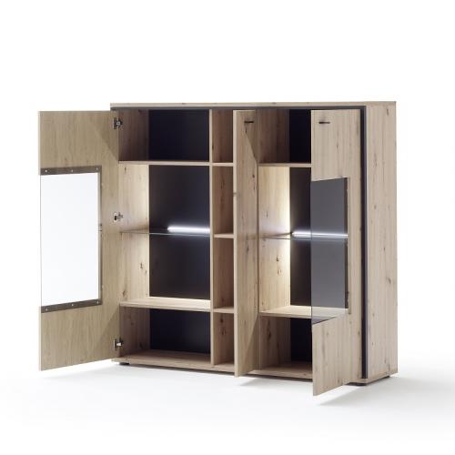 Highboard Buenos Aires | Balkeneiche | LED Beleuchtung