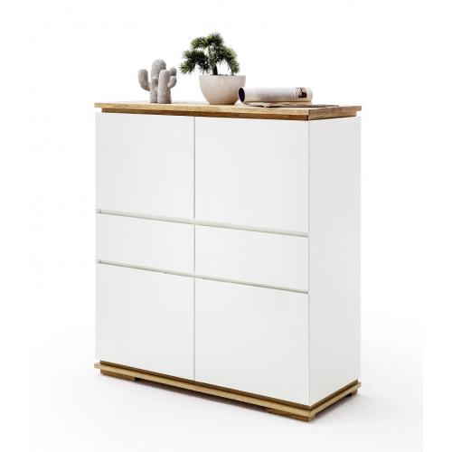 Highboard Chiaro | weiß matt / Asteiche massiv