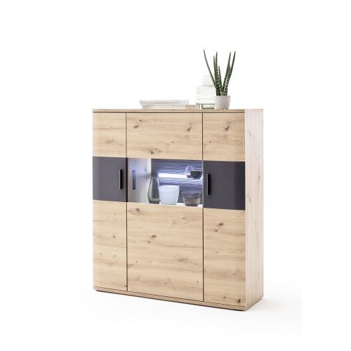 Highboard Cortona | Balkeneiche / anthrazit | LED Beleuchtung