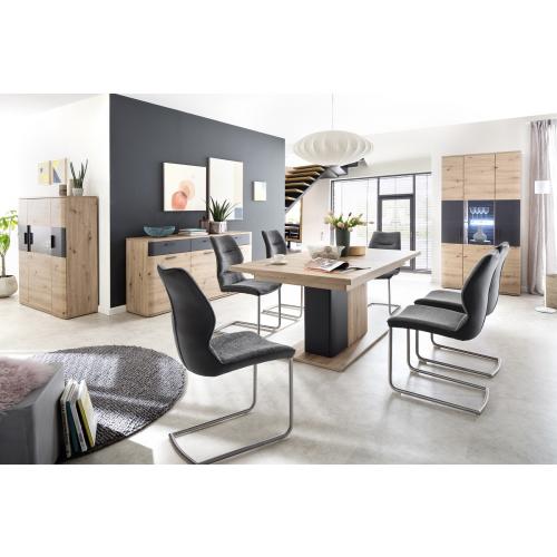 Highboard Cortona | Balkeneiche / anthrazit | LED Beleuchtung