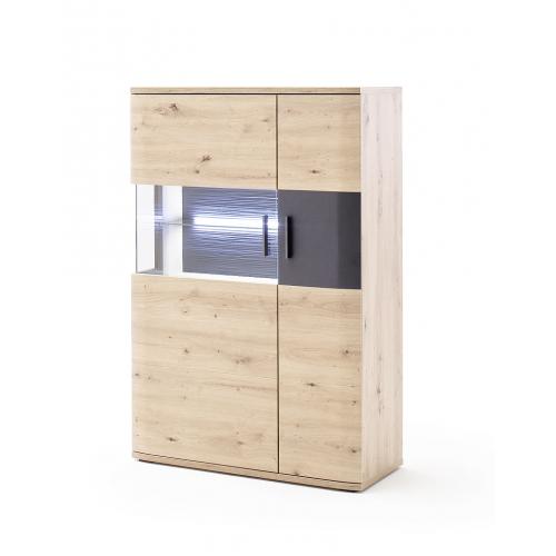 Highboard Cortona 2 | Balkeneiche / anthrazit | LED Beleuchtung
