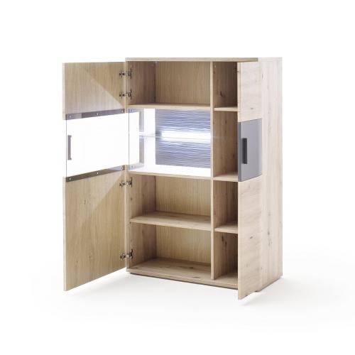 Highboard Cortona 2 | Balkeneiche / anthrazit | LED Beleuchtung