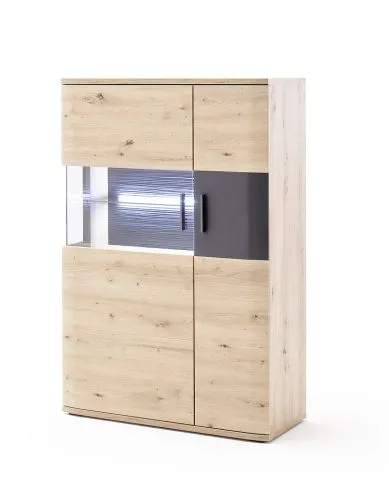 Highboard Cortona 2 | Balkeneiche / anthrazit | LED Beleuchtung