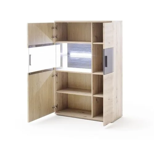 Highboard Cortona 2 | Balkeneiche / anthrazit | LED Beleuchtung