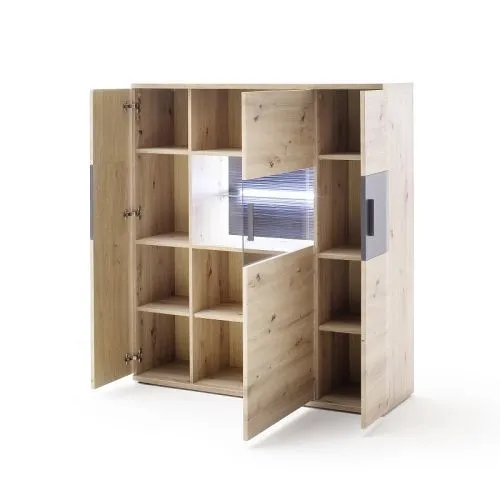 Highboard Cortona | Balkeneiche / anthrazit | LED Beleuchtung