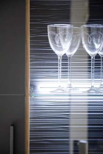 Highboard Cortona | Balkeneiche / anthrazit | mit 1er Set LED Rückwandbeleuchtung 45 cm