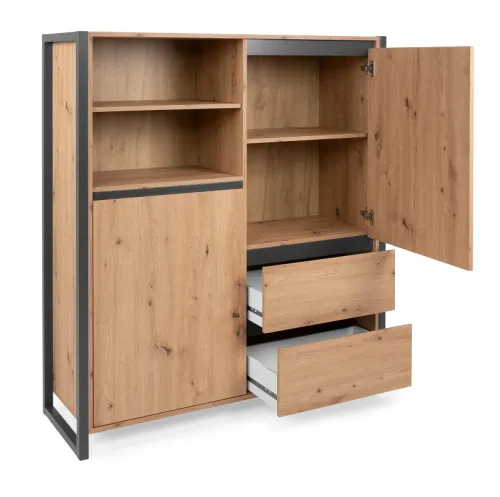 Highboard Denver | Artisan Oak / anthrazit | Industrial Look