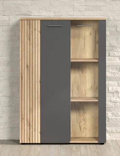 Highboard Esteban | Anthrazit / Coast Evoke Oak 3 Set LED Unterbauspot