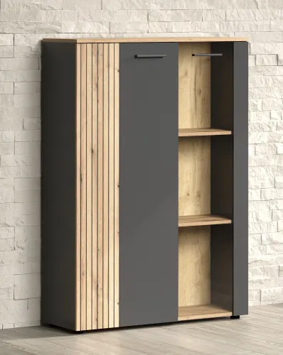 Highboard Esteban | Anthrazit / Coast Evoke Oak