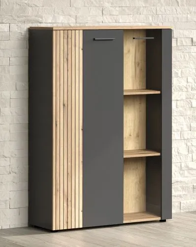 Highboard Esteban | Anthrazit / Coast Evoke Oak ohne Beleuchtung