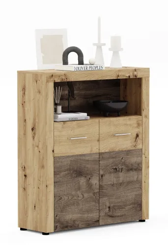 Highboard Fly | Artisan Eiche | mit 2er Set LED Unterbauspot