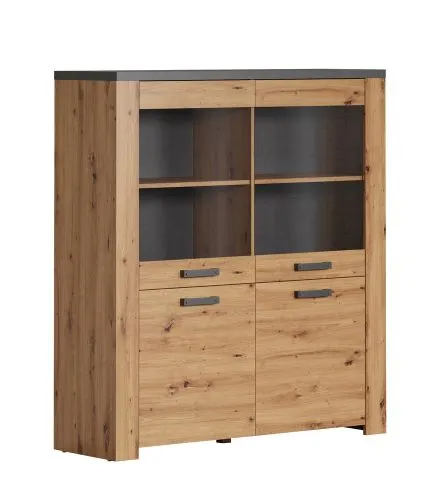 Highboard Follow | Artisan Eiche / Matera grau mit Beleuchtung