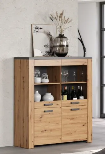 Highboard Follow | Artisan Eiche / Matera grau ohne Beleuchtung