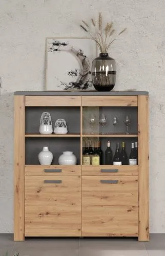 Highboard Follow | Artisan Eiche / Matera grau ohne Beleuchtung