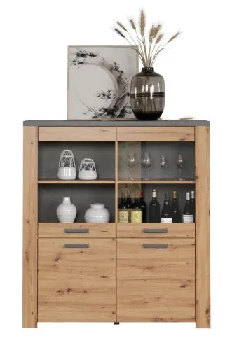 Highboard Follow | Artisan Eiche / Matera grau ohne Beleuchtung