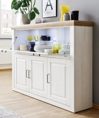 Highboard I Brixen | Landhaus modern | Pinie Aurelio / Grandson Oak ohne Beleuchtung