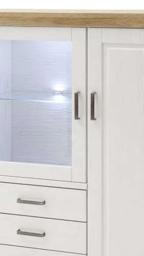 Highboard II Brixen | Landhaus modern | Pinie Aurelio / Grandson Oak mit 1er Set Glasbodenclip