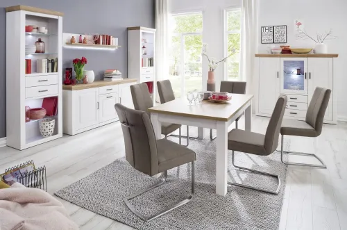 Highboard II Brixen | Landhaus modern | Pinie Aurelio / Grandson Oak mit 1er Set Unterbauspot