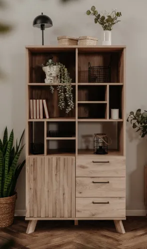 Highboard Kommode Wellington | 3D-Reliefoptik | Schwedeneiche