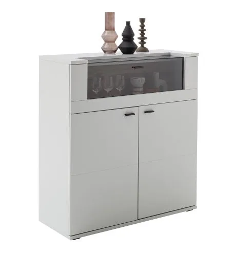 Highboard Lissabon | Modern White | ohne Beleuchtung