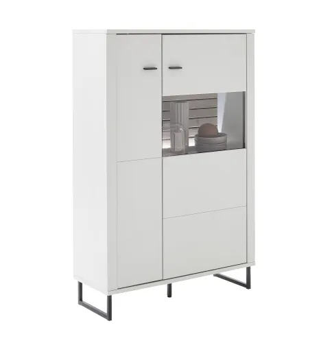 Highboard Louisiana | Modern White | mit Beleuchtung
