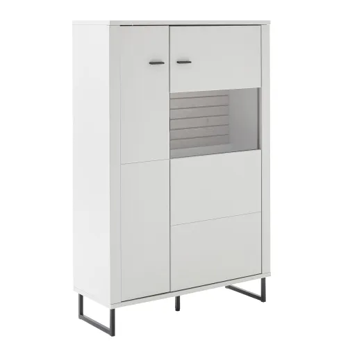 Highboard Louisiana | Modern White | ohne Beleuchtung