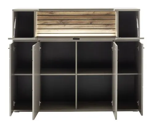 Highboard Lüttich | Basalt / Wotan Eiche | mit Bandbeleuchtung