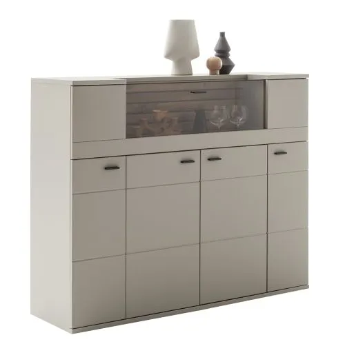 Highboard Lüttich | Basalt / Wotan Eiche | ohne Beleuchtung