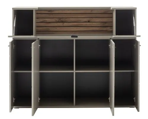 Highboard Lüttich | Basalt / Wotan Eiche | ohne Beleuchtung