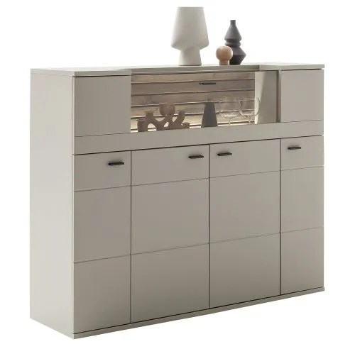 Highboard Lüttich | Basalt / Wotan Eiche | optional LED Beleuchtung