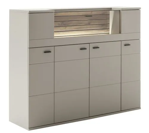 Highboard Lüttich | Basalt / Wotan Eiche | optional LED Beleuchtung