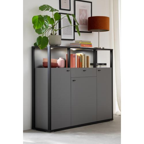 Highboard Luxor | Royal Grey / anthrazit | LED Beleuchtung