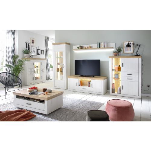 Highboard Madrid | Landhaus | Pinie Aurelio/ Grandson Oak | LED Beleuchtung