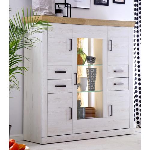 Highboard Madrid | Landhaus | Pinie Aurelio/ Grandson Oak | LED Beleuchtung