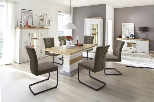 Highboard Madrid | Landhaus | Pinie Aurelio/ Grandson Oak | mit 2er set LED Band 100 cm