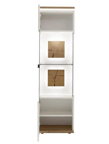 Highboard Matadi 2 | Soft white / Ast-Balkeneiche