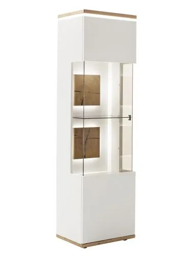 Highboard Matadi 2 | Soft white / Ast-Balkeneiche | mit LED Bandbeleuchtung