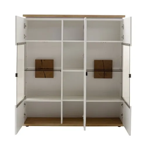 Highboard Matadi | Soft white / Ast-Balkeneiche