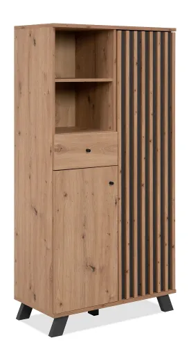 Highboard Medan | mit 3D-Lamellen | Artisan Eiche / anthrazit